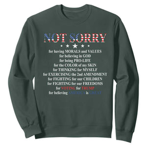 Funny Trump Supporter Sweatshirt Not Sorry For Voting For Trump Believing America Is Great TS11 Dark Forest Green Print Your Wear