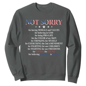 Funny Trump Supporter Sweatshirt Not Sorry For Voting For Trump Believing America Is Great TS11 Dark Heather Print Your Wear