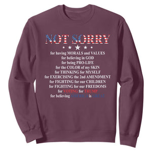 Funny Trump Supporter Sweatshirt Not Sorry For Voting For Trump Believing America Is Great TS11 Maroon Print Your Wear