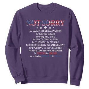 Funny Trump Supporter Sweatshirt Not Sorry For Voting For Trump Believing America Is Great TS11 Purple Print Your Wear