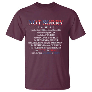 Funny Trump Supporter T Shirt Not Sorry For Voting For Trump Believing America Is Great TS11 Maroon Print Your Wear