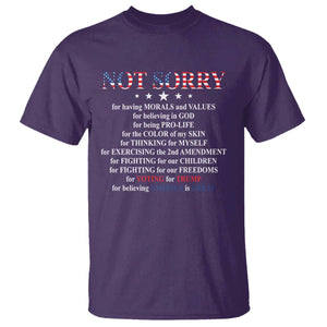 Funny Trump Supporter T Shirt Not Sorry For Voting For Trump Believing America Is Great TS11 Purple Print Your Wear