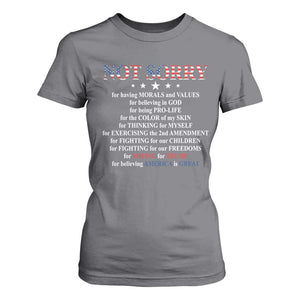 Funny Trump Supporter T Shirt For Women Not Sorry For Voting For Trump Believing America Is Great TS11 Charcoal Print Your Wear