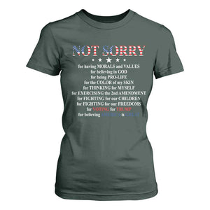 Funny Trump Supporter T Shirt For Women Not Sorry For Voting For Trump Believing America Is Great TS11 Dark Forest Green Print Your Wear