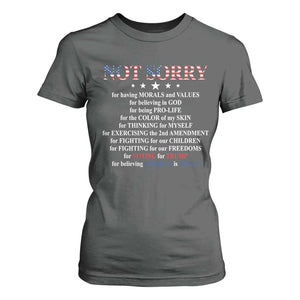 Funny Trump Supporter T Shirt For Women Not Sorry For Voting For Trump Believing America Is Great TS11 Dark Heather Print Your Wear