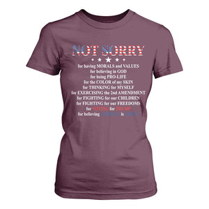Funny Trump Supporter T Shirt For Women Not Sorry For Voting For Trump Believing America Is Great TS11 Maroon Print Your Wear