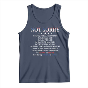 Funny Trump Supporter Tank Top Not Sorry For Voting For Trump Believing America Is Great TS11 Navy Print Your Wear