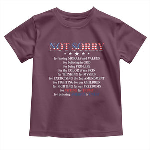 Funny Trump Supporter Toddler T Shirt Not Sorry For Voting For Trump Believing America Is Great TS11 Maroon Print Your Wear