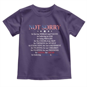 Funny Trump Supporter Toddler T Shirt Not Sorry For Voting For Trump Believing America Is Great TS11 Purple Print Your Wear