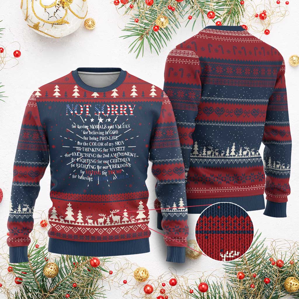 Funny Trump Supporter Knit Sweatshirt Not Sorry For Voting For Trump Believing America Is Great TS11 Burgundy Print Your Wear