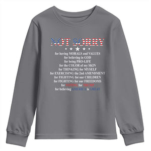 Funny Trump Supporter Youth Sweatshirt Not Sorry For Voting For Trump Believing America Is Great TS11 Charcoal Print Your Wear