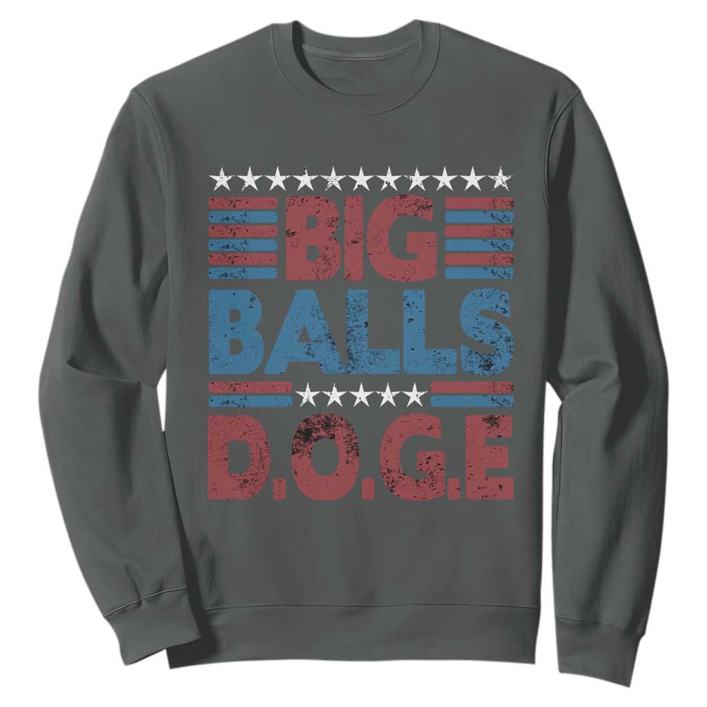 Funny DOGE Big Balls Sweatshirt Harry Bolz Meme Vintage Stripes TS11 Dark Heather Print Your Wear