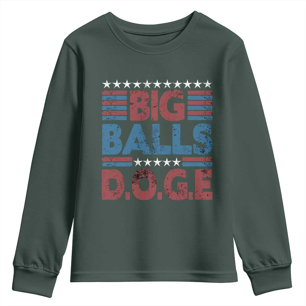 Funny DOGE Big Balls Youth Sweatshirt Harry Bolz Meme Vintage Stripes TS11 Dark Forest Green Print Your Wear