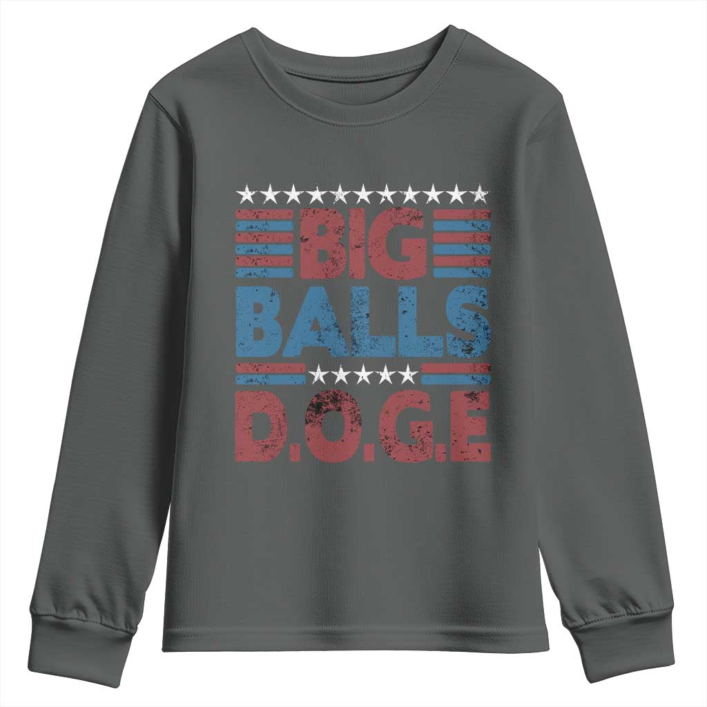 Funny DOGE Big Balls Youth Sweatshirt Harry Bolz Meme Vintage Stripes TS11 Dark Heather Print Your Wear