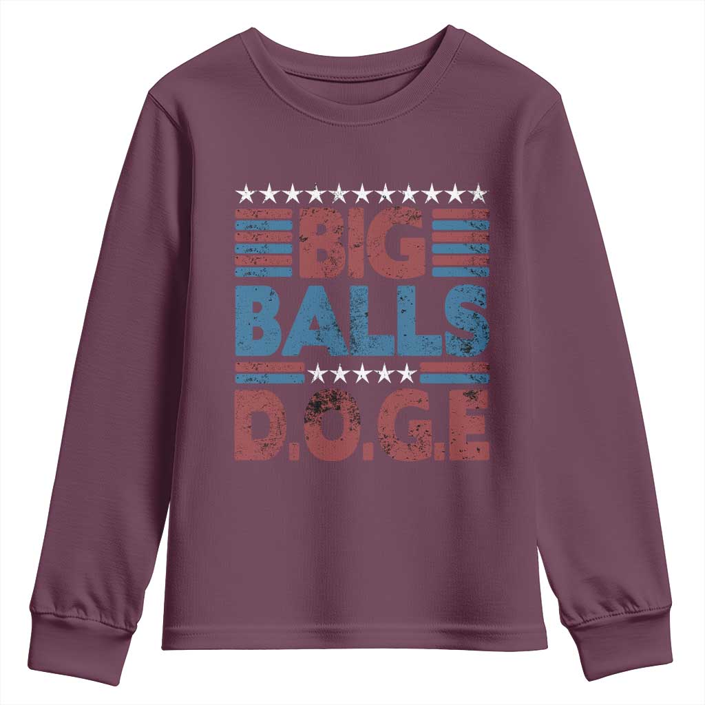Funny DOGE Big Balls Youth Sweatshirt Harry Bolz Meme Vintage Stripes TS11 Maroon Print Your Wear