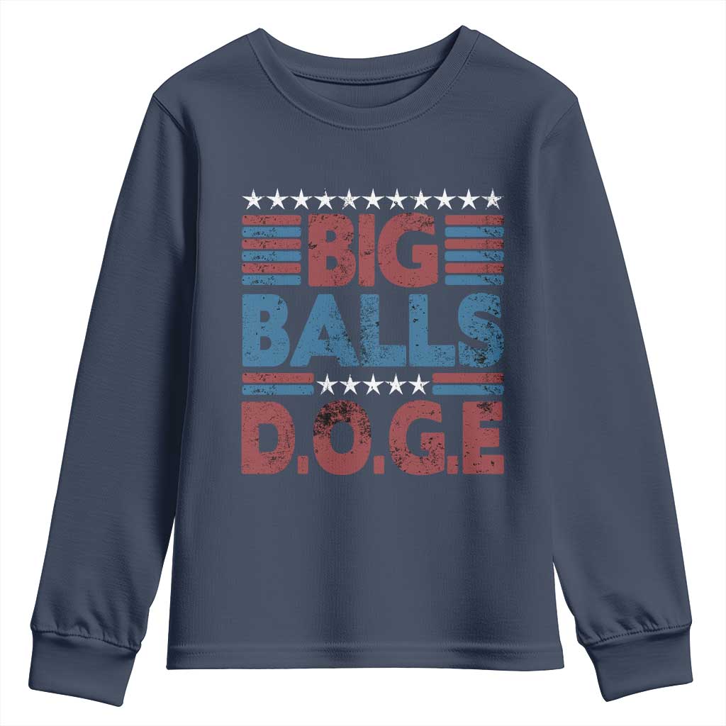 Funny DOGE Big Balls Youth Sweatshirt Harry Bolz Meme Vintage Stripes TS11 Navy Print Your Wear
