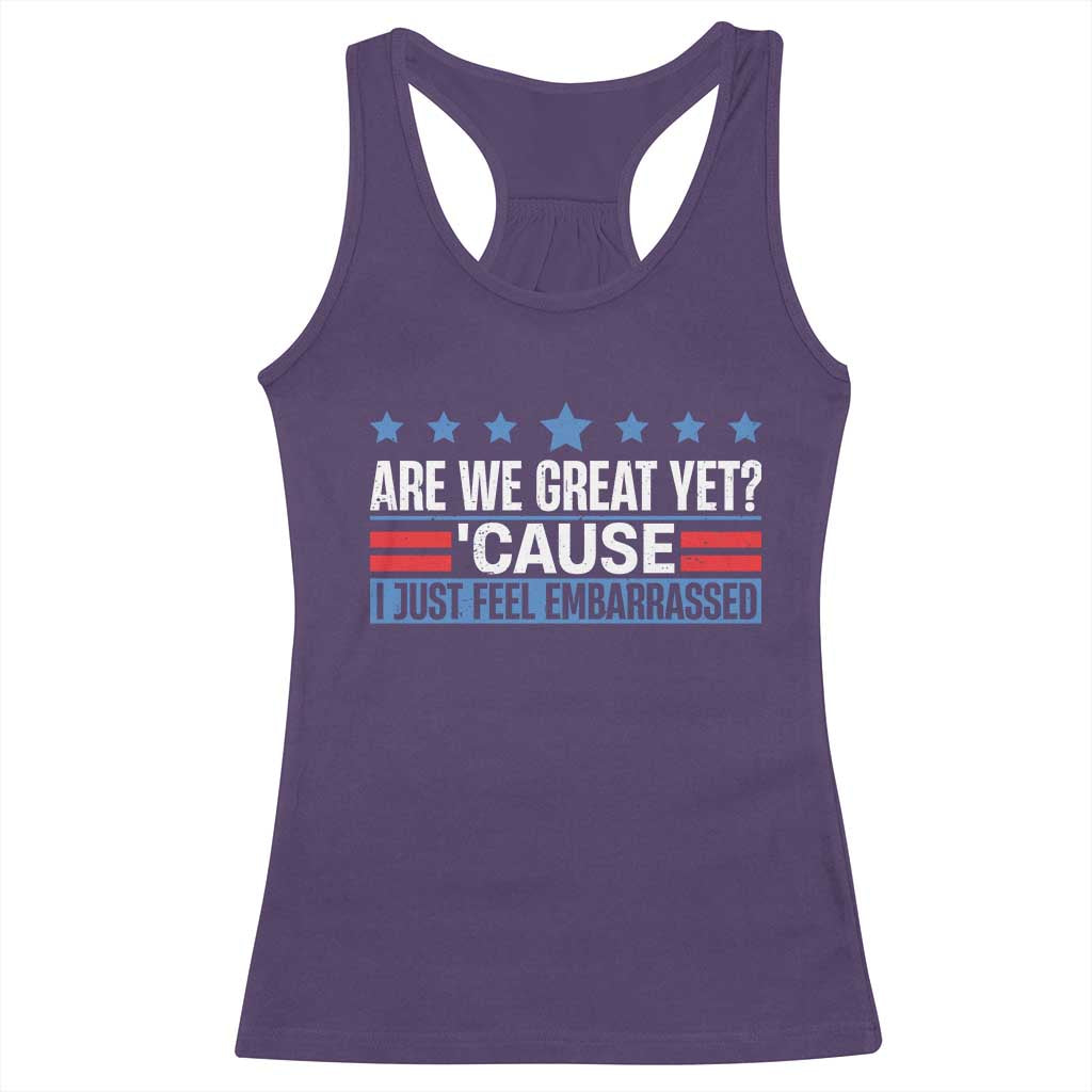 Funny Are We Great Yet Cause I Just Feel Embarrassed Racerback Tank Top Vintage Star TS11 Purple Print Your Wear