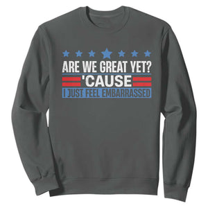 Funny Are We Great Yet Cause I Just Feel Embarrassed Sweatshirt Vintage Star TS11 Dark Heather Print Your Wear