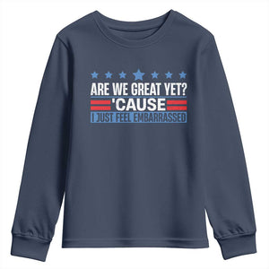 Funny Are We Great Yet Cause I Just Feel Embarrassed Youth Sweatshirt Vintage Star TS11 Navy Print Your Wear