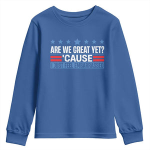 Funny Are We Great Yet Cause I Just Feel Embarrassed Youth Sweatshirt Vintage Star TS11 Royal Blue Print Your Wear