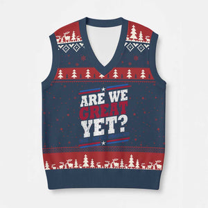Are We Great Yet Cause I Just Feel Embarrassed V-Neck Knit Sweater Vest Vintage Stripes TS11 Navy Red Print Your Wear