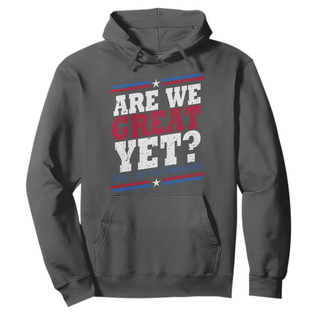Are We Great Yet Cause I Just Feel Embarrassed Hoodie Vintage Stripes TS11 Dark Heather Print Your Wear