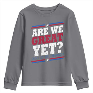 Are We Great Yet Cause I Just Feel Embarrassed Youth Sweatshirt Vintage Stripes TS11 Charcoal Print Your Wear