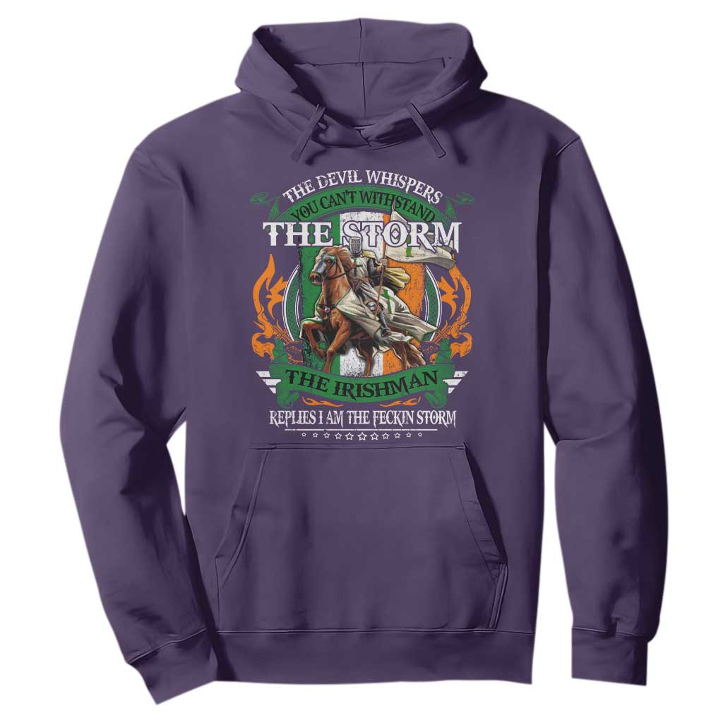 Irish Pride Hoodie The Devil Whispers You Can't Withstand The Storm The Irishman Replies TS11 Purple Print Your Wear