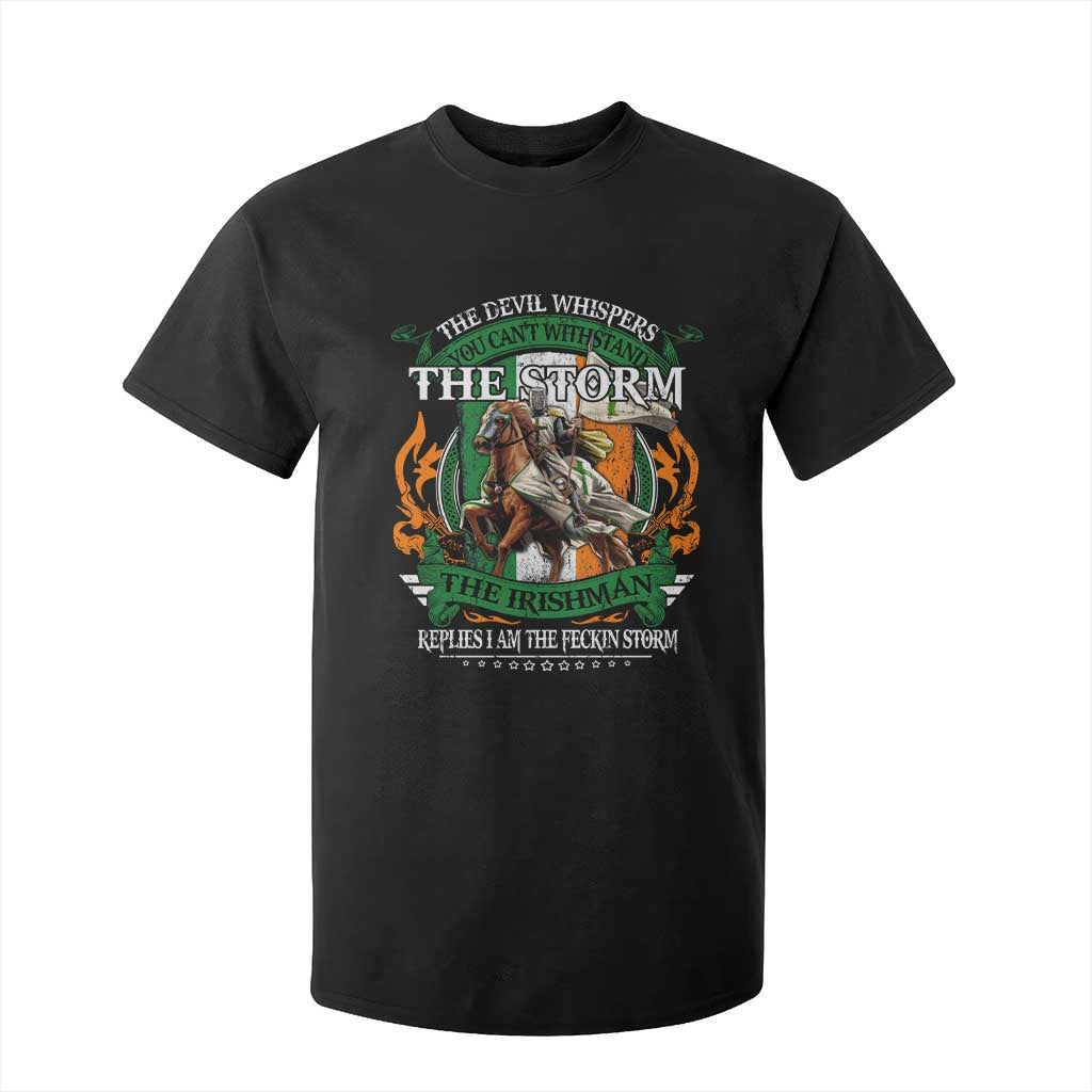 Irish Pride T Shirt For Kid The Devil Whispers You Can't Withstand The Storm The Irishman Replies TS11 Black Print Your Wear