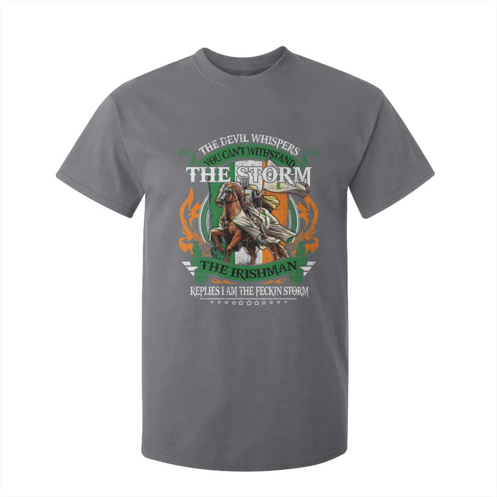 Irish Pride T Shirt For Kid The Devil Whispers You Can't Withstand The Storm The Irishman Replies TS11 Charcoal Print Your Wear