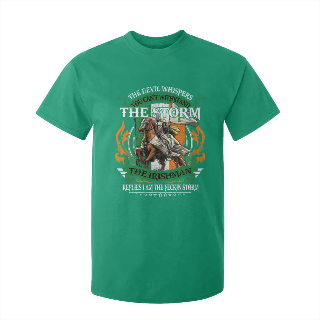 Irish Pride T Shirt For Kid The Devil Whispers You Can't Withstand The Storm The Irishman Replies TS11 Irish Green Print Your Wear