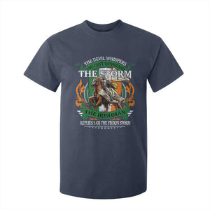 Irish Pride T Shirt For Kid The Devil Whispers You Can't Withstand The Storm The Irishman Replies TS11 Navy Print Your Wear