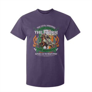Irish Pride T Shirt For Kid The Devil Whispers You Can't Withstand The Storm The Irishman Replies TS11 Purple Print Your Wear