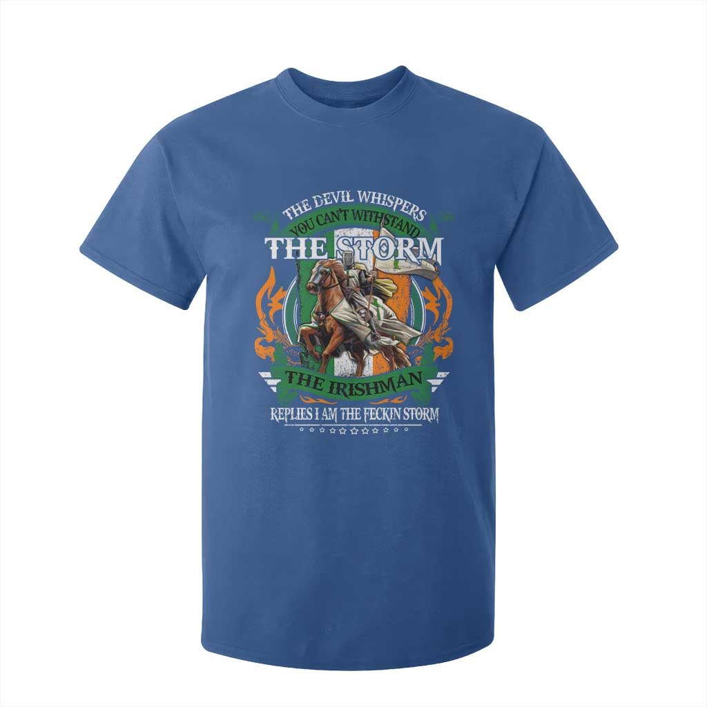Irish Pride T Shirt For Kid The Devil Whispers You Can't Withstand The Storm The Irishman Replies TS11 Royal Blue Print Your Wear