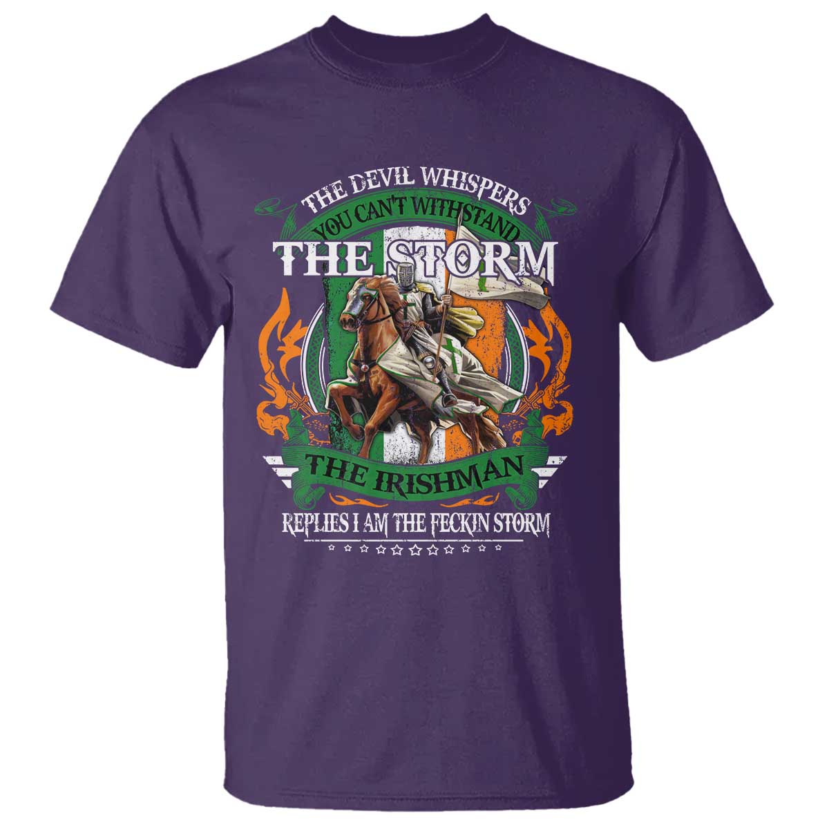 Irish Pride T Shirt The Devil Whispers You Can't Withstand The Storm The Irishman Replies TS11 Purple Print Your Wear