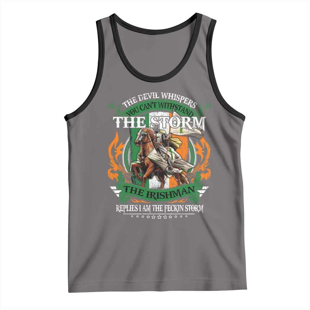Irish Pride Tank Top The Devil Whispers You Can't Withstand The Storm The Irishman Replies TS11 Deep Heather Black Print Your Wear