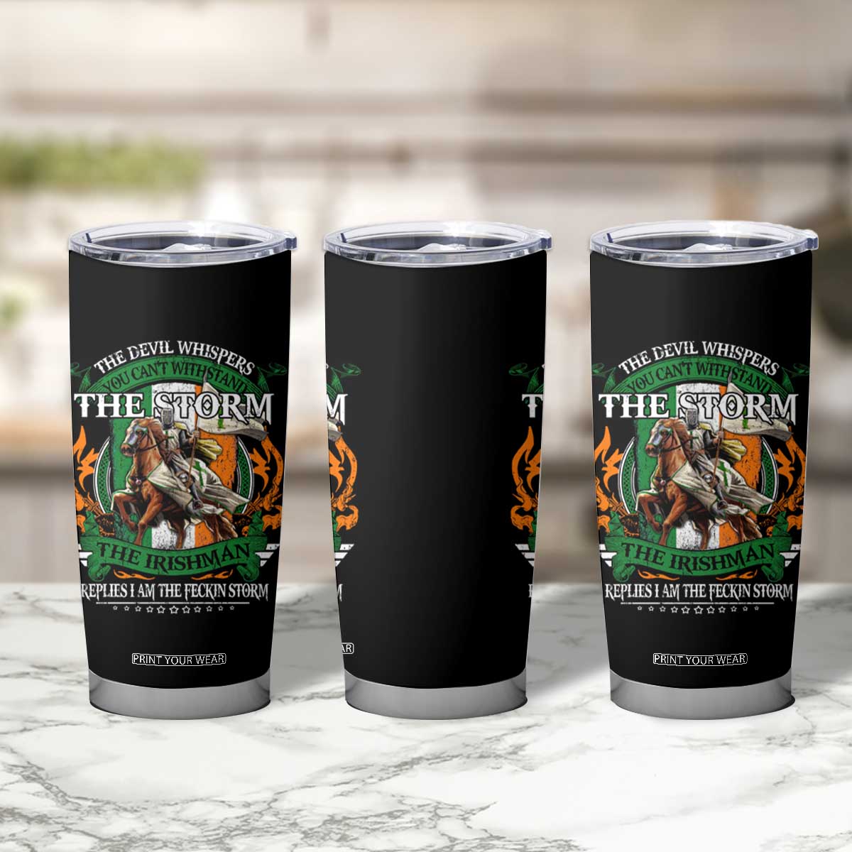 Irish Pride Tumbler Cup The Devil Whispers You Can't Withstand The Storm The Irishman Replies TS11 Print Your Wear