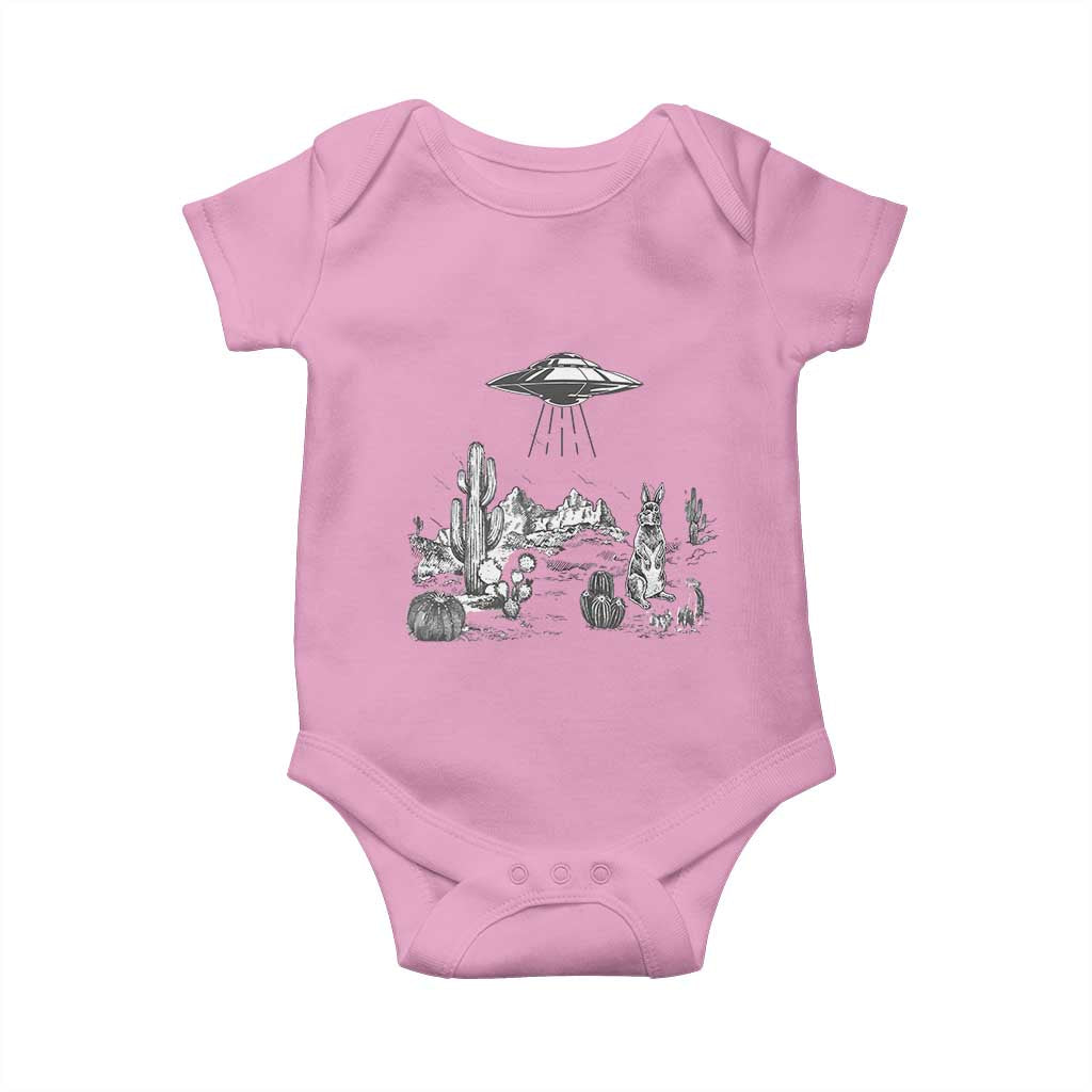Funny Western Easter Day UFO Bunny Alien Baby Onesie TS11 Light Pink Print Your Wear