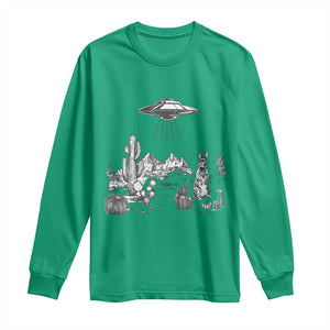 Funny Western Easter Day UFO Bunny Alien Long Sleeve Shirt TS11 Irish Green Print Your Wear