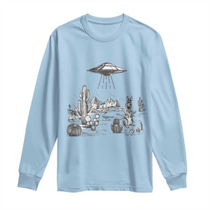 Funny Western Easter Day UFO Bunny Alien Long Sleeve Shirt TS11 Light Blue Print Your Wear