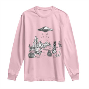 Funny Western Easter Day UFO Bunny Alien Long Sleeve Shirt TS11 Light Pink Print Your Wear