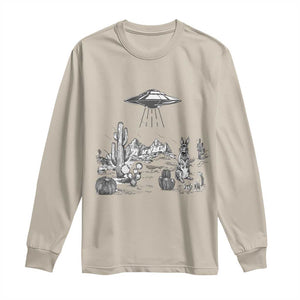 Funny Western Easter Day UFO Bunny Alien Long Sleeve Shirt TS11 Sand Print Your Wear