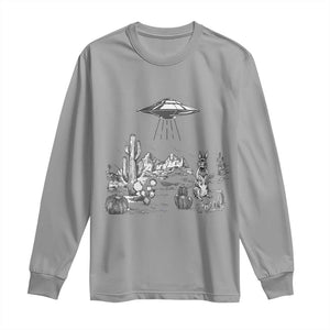 Funny Western Easter Day UFO Bunny Alien Long Sleeve Shirt TS11 Sport Gray Print Your Wear