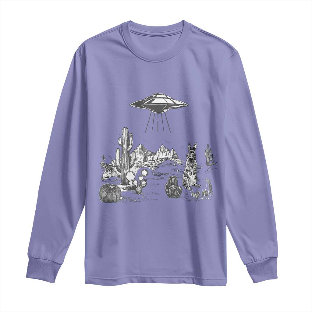 Funny Western Easter Day UFO Bunny Alien Long Sleeve Shirt TS11 Violet Print Your Wear