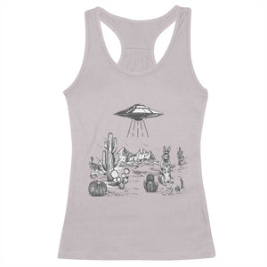 Funny Western Easter Day UFO Bunny Alien Racerback Tank Top TS11 Ice Gray Print Your Wear
