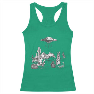 Funny Western Easter Day UFO Bunny Alien Racerback Tank Top TS11 Irish Green Print Your Wear