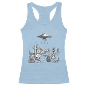 Funny Western Easter Day UFO Bunny Alien Racerback Tank Top TS11 Light Blue Print Your Wear