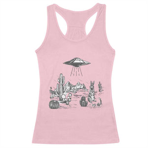 Funny Western Easter Day UFO Bunny Alien Racerback Tank Top TS11 Light Pink Print Your Wear