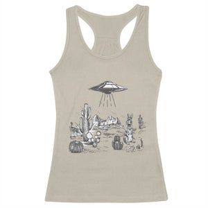 Funny Western Easter Day UFO Bunny Alien Racerback Tank Top TS11 Sand Print Your Wear