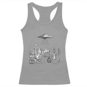 Funny Western Easter Day UFO Bunny Alien Racerback Tank Top TS11 Sport Gray Print Your Wear